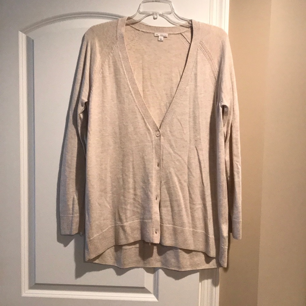 Tan, High-Low, Tunic Cardigan